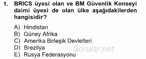 Uluslararası Ekonomik Kuruluşlar 2012 - 2013 Ara Sınavı 1.Soru