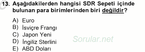 Uluslararası Ekonomik Kuruluşlar 2012 - 2013 Ara Sınavı 13.Soru