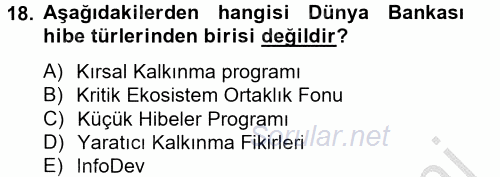 Uluslararası Ekonomik Kuruluşlar 2012 - 2013 Ara Sınavı 18.Soru