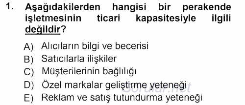 Perakende Yönetimi 2013 - 2014 Tek Ders Sınavı 1.Soru