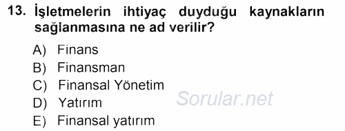 Perakende Yönetimi 2013 - 2014 Tek Ders Sınavı 13.Soru