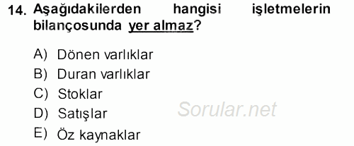 Perakende Yönetimi 2013 - 2014 Tek Ders Sınavı 14.Soru
