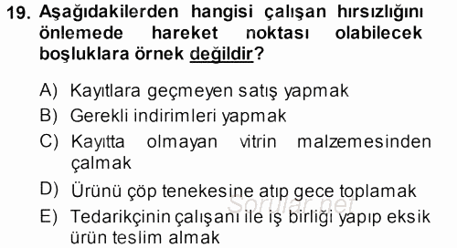 Perakende Yönetimi 2013 - 2014 Tek Ders Sınavı 19.Soru