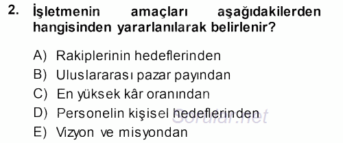 Perakende Yönetimi 2013 - 2014 Tek Ders Sınavı 2.Soru