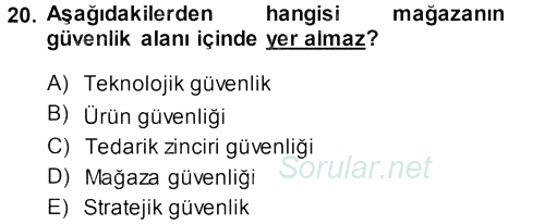 Perakende Yönetimi 2013 - 2014 Tek Ders Sınavı 20.Soru