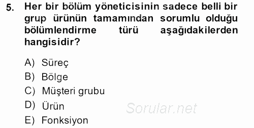Perakende Yönetimi 2013 - 2014 Tek Ders Sınavı 5.Soru