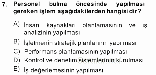 Perakende Yönetimi 2013 - 2014 Tek Ders Sınavı 7.Soru