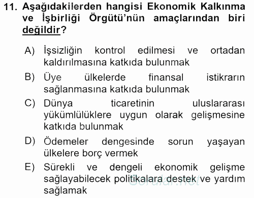 Kamu Özel Kesim Yapısı Ve İlişkileri 2016 - 2017 3 Ders Sınavı 11.Soru