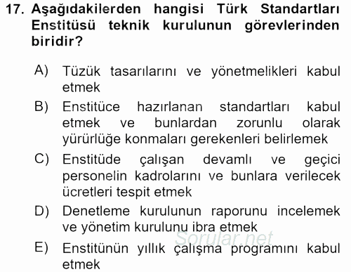 Kamu Özel Kesim Yapısı Ve İlişkileri 2016 - 2017 3 Ders Sınavı 17.Soru