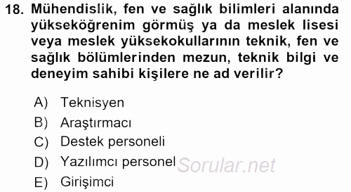 Kamu Özel Kesim Yapısı Ve İlişkileri 2016 - 2017 3 Ders Sınavı 18.Soru