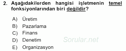 Kamu Özel Kesim Yapısı Ve İlişkileri 2016 - 2017 3 Ders Sınavı 2.Soru