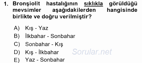 Hasta Çocukların Gelişimi Ve Eğitimi 2016 - 2017 Dönem Sonu Sınavı 1.Soru