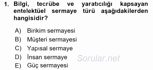 Organizasyonlarda Davranış 2016 - 2017 Ara Sınavı 1.Soru
