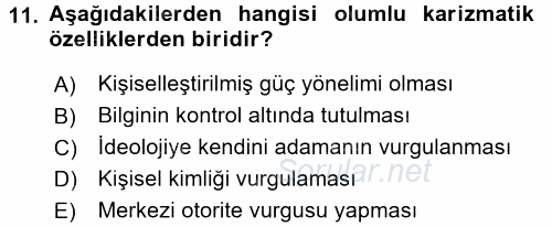 Organizasyonlarda Davranış 2016 - 2017 Ara Sınavı 11.Soru