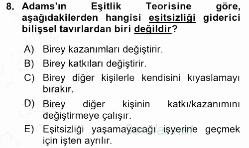 Organizasyonlarda Davranış 2016 - 2017 Ara Sınavı 8.Soru