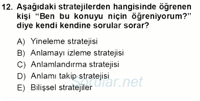 Öğretim İlke Ve Yöntemleri 2012 - 2013 Ara Sınavı 12.Soru