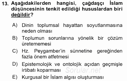 Hadis 2016 - 2017 Dönem Sonu Sınavı 13.Soru