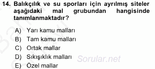 Doğal Kaynaklar ve Çevre Ekonomisi 2016 - 2017 Ara Sınavı 14.Soru