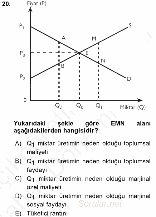 Doğal Kaynaklar ve Çevre Ekonomisi 2016 - 2017 Ara Sınavı 20.Soru