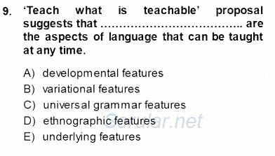 Dil Edinimi 2013 - 2014 Dönem Sonu Sınavı 9.Soru