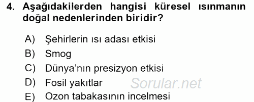 Okulöncesinde Fen Eğitimi 2017 - 2018 Dönem Sonu Sınavı 4.Soru