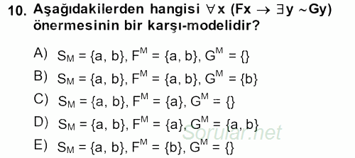 Sembolik Mantık 2013 - 2014 Dönem Sonu Sınavı 10.Soru