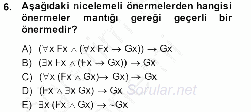 Sembolik Mantık 2013 - 2014 Dönem Sonu Sınavı 6.Soru