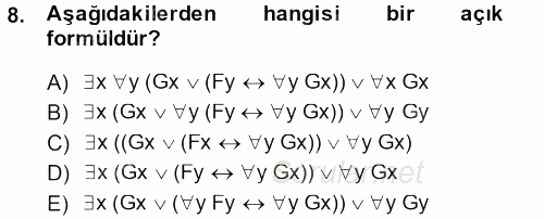 Sembolik Mantık 2013 - 2014 Dönem Sonu Sınavı 8.Soru