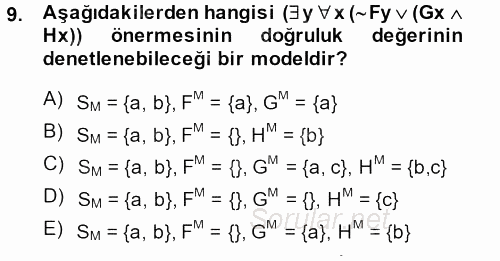 Sembolik Mantık 2013 - 2014 Dönem Sonu Sınavı 9.Soru