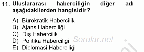 Haber Türleri 2014 - 2015 Ara Sınavı 11.Soru