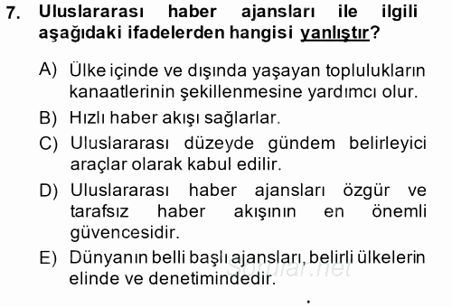 Haber Türleri 2014 - 2015 Ara Sınavı 7.Soru