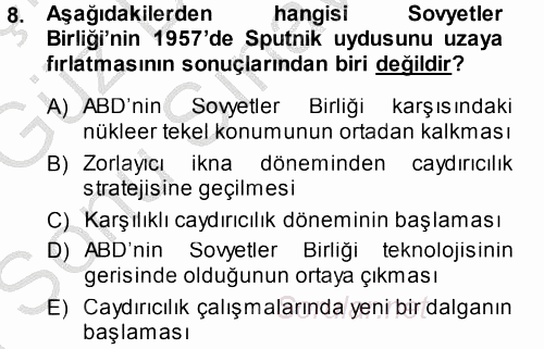 Strateji ve Güvenlik 2014 - 2015 Dönem Sonu Sınavı 8.Soru