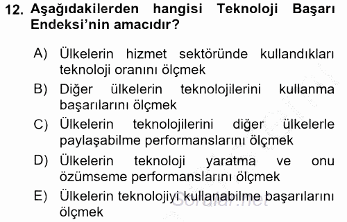 Hizmetler Ekonomisi 2016 - 2017 Ara Sınavı 12.Soru