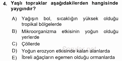 Toprak Bilgisi ve Bitki Besleme 2017 - 2018 Ara Sınavı 4.Soru