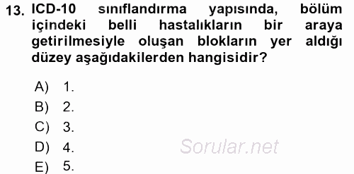 Sağlık Kurumlarında Bilgi Sistemleri 2015 - 2016 Ara Sınavı 13.Soru