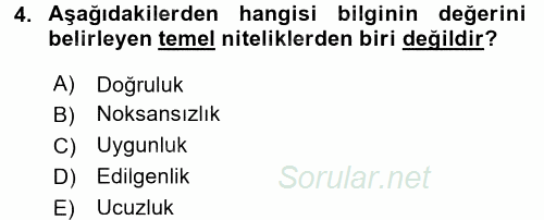 Sağlık Kurumlarında Bilgi Sistemleri 2015 - 2016 Ara Sınavı 4.Soru