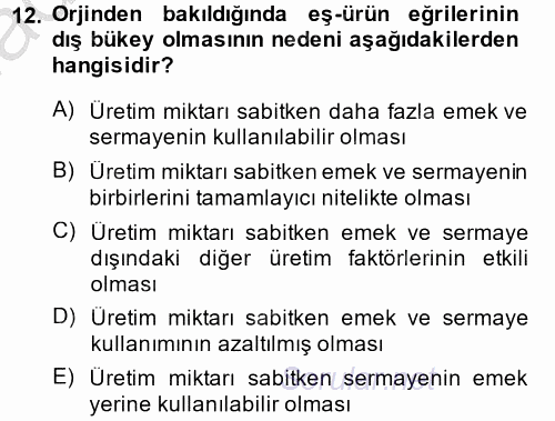 Çalışma Ekonomisi 2014 - 2015 Ara Sınavı 12.Soru