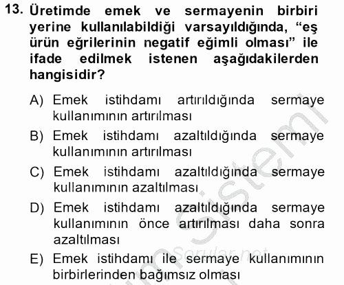 Çalışma Ekonomisi 2014 - 2015 Ara Sınavı 13.Soru