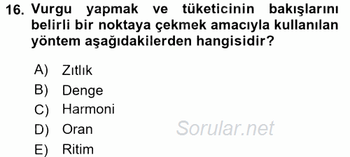 Mağaza Atmosferi 2017 - 2018 Ara Sınavı 16.Soru