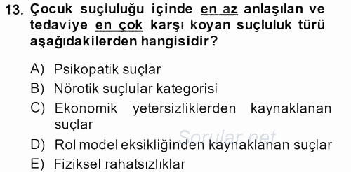 Sosyal Hizmet Kuruluşları 2013 - 2014 Dönem Sonu Sınavı 13.Soru