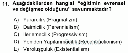 Eğitim Bilimine Giriş 2015 - 2016 Ara Sınavı 11.Soru