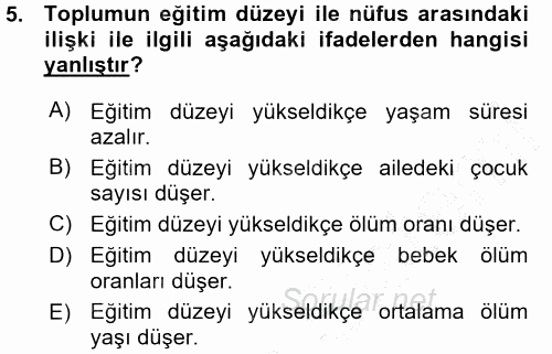 Eğitim Bilimine Giriş 2015 - 2016 Ara Sınavı 5.Soru