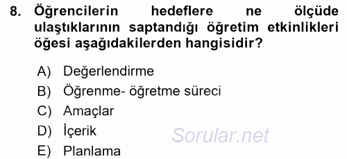Eğitim Bilimine Giriş 2015 - 2016 Ara Sınavı 8.Soru