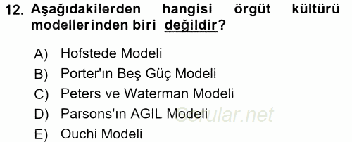 Stratejik Yönetim 1 2015 - 2016 Tek Ders Sınavı 12.Soru