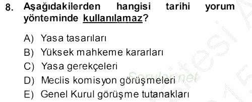 Genel Vergi Hukuku 2014 - 2015 Dönem Sonu Sınavı 8.Soru