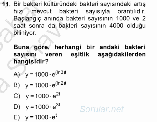 Matematik 2 2012 - 2013 Ara Sınavı 11.Soru