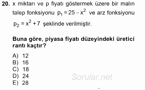 Matematik 2 2012 - 2013 Ara Sınavı 20.Soru