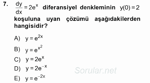 Matematik 2 2012 - 2013 Ara Sınavı 7.Soru