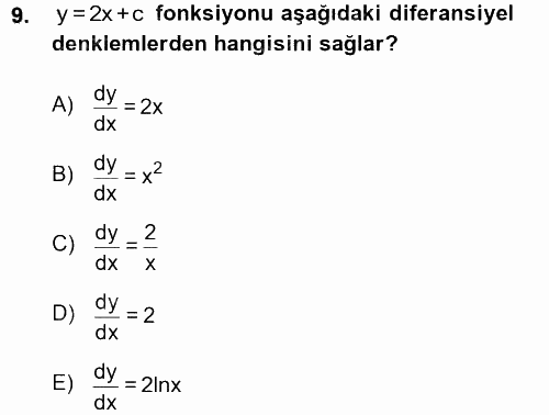 Matematik 2 2012 - 2013 Ara Sınavı 9.Soru