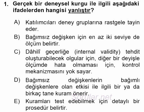 Uluslararası İlişkilerde Araştırma Yöntemleri 2017 - 2018 Dönem Sonu Sınavı 1.Soru